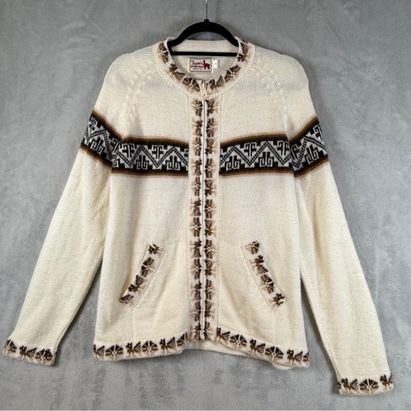 The Alpaca Connection Sweaters - Alpaca Wool Sweater Size Medium Full Zip Top Pockets Lightweight